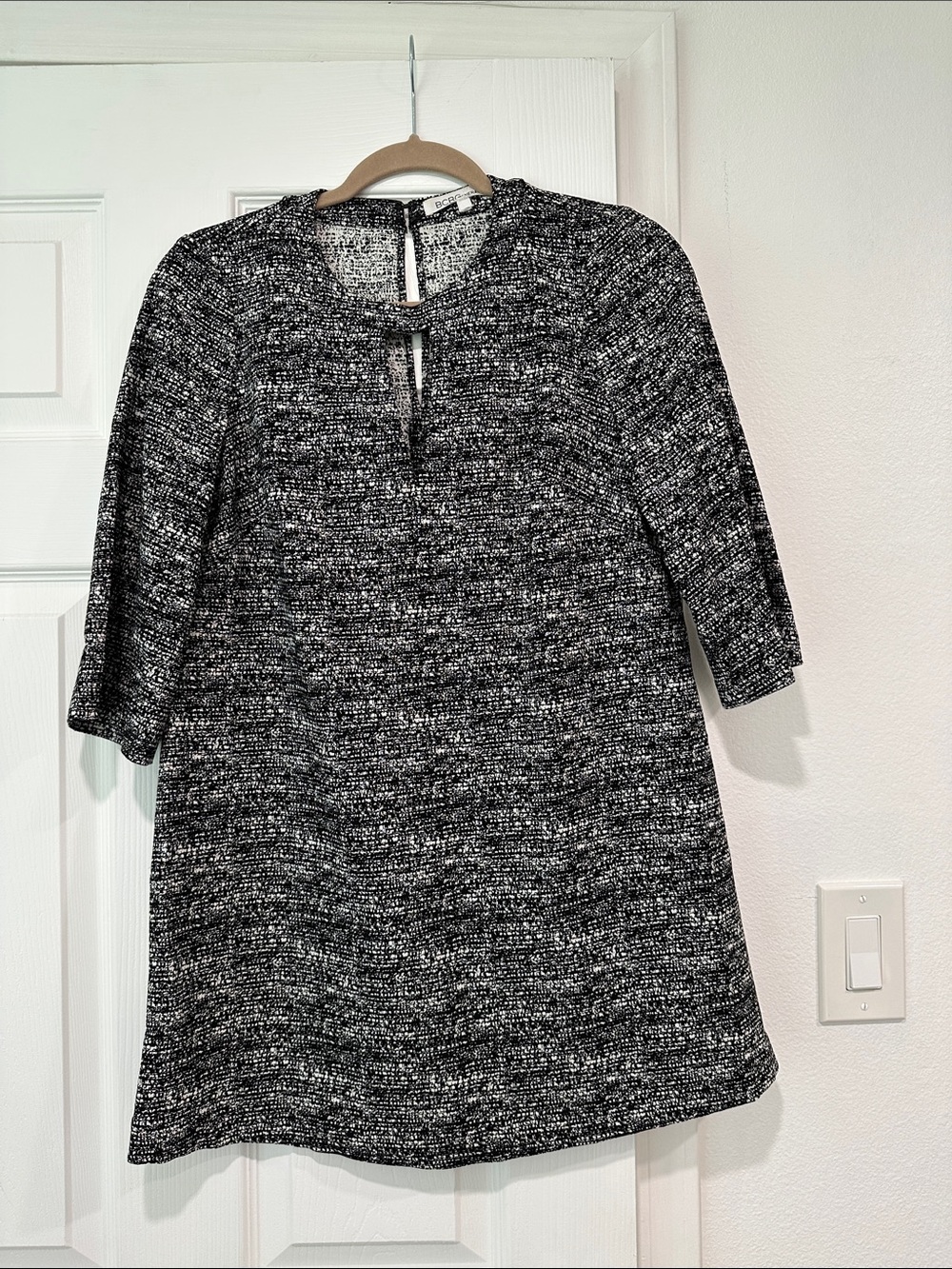 BCBGMaxAzria Black and White Knit Shift Dress